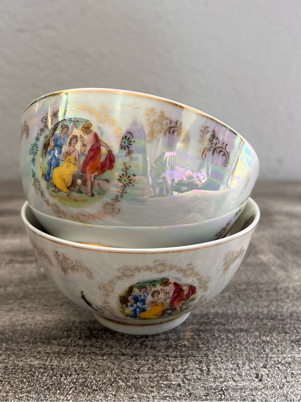 Set of 2 Fruit Sauce bowls by Czech China Victorian Ladies